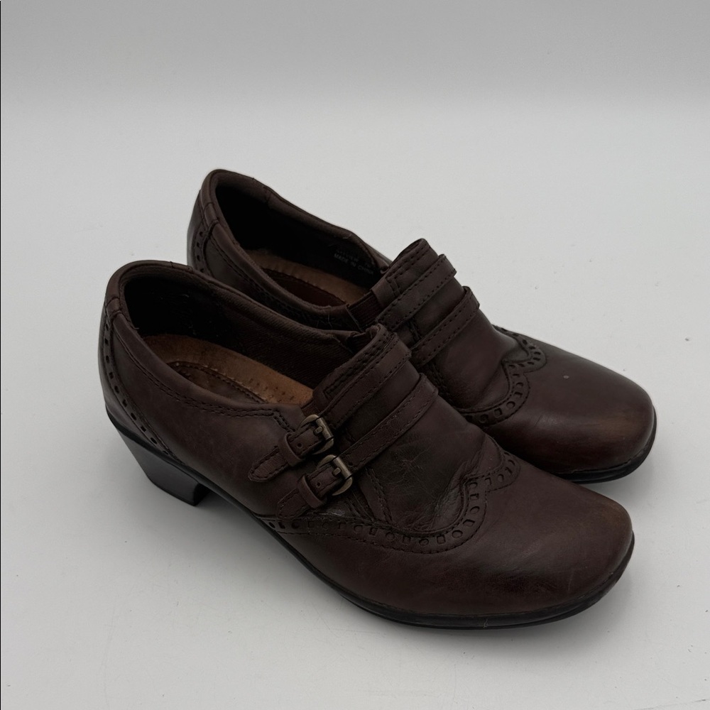 Earth Origins Brown Leather Loafers bootie women 7M casual office comfort Y2K